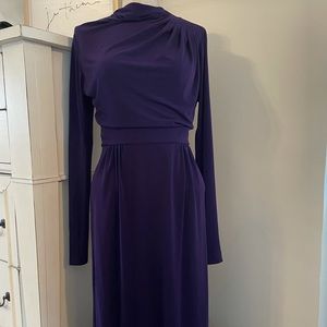 Rachel Zoe Drape Neck Dress Purple Size 6 Long Sleeve Knee Length